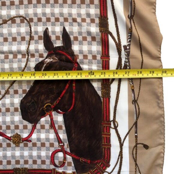 Vintage  70s scarf Norma Dori Equestrian horse, harness 30 X 30 - Picture 8 of 11
